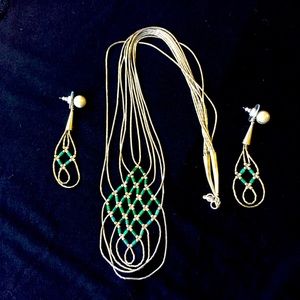 Liquid Silver Malachite Necklace & Earrings